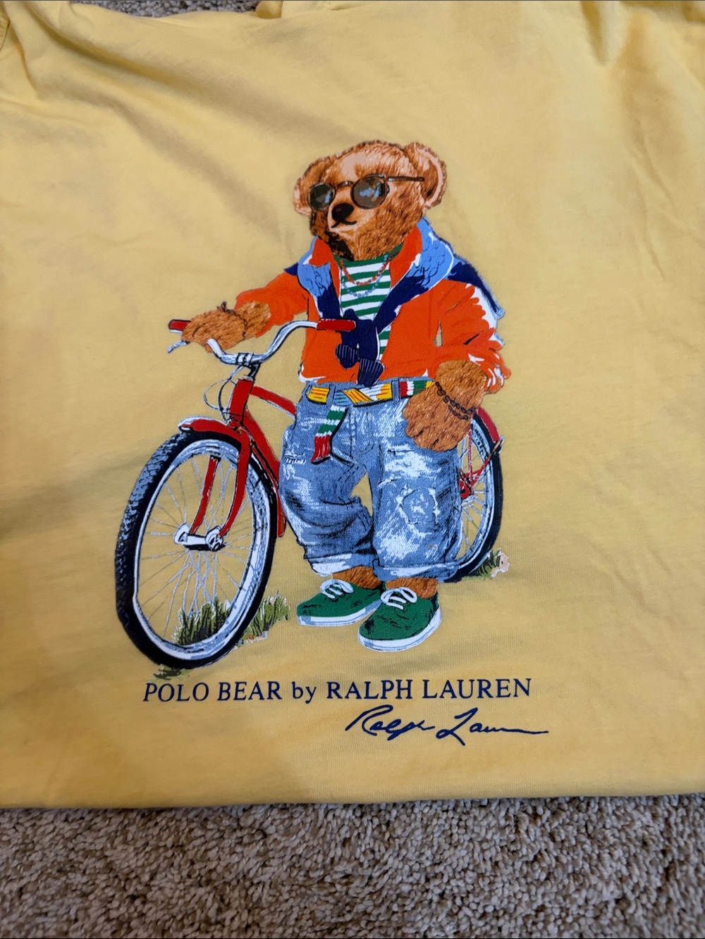 Ralph Lauren Yellow Polo Bear Crewneck Hooded Pullover - Picture 2 of 3